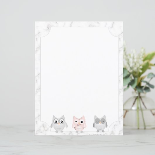 Owls weißer Marmor sieht wie Bordere Schreibpapier (Stehend Vorderseite)