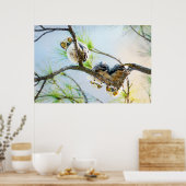 Owls Wildlife Fotografy Great Horned Baby Owl Poster (Küche)