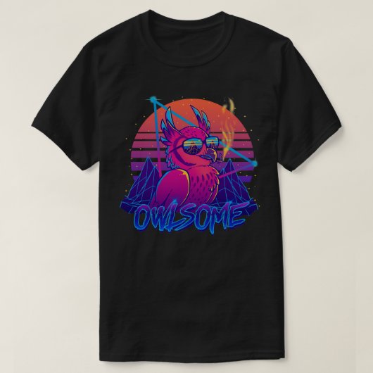Owlsome Owl Phantastisch Bird Retrowave 80er T-Shirt (Design vorne)