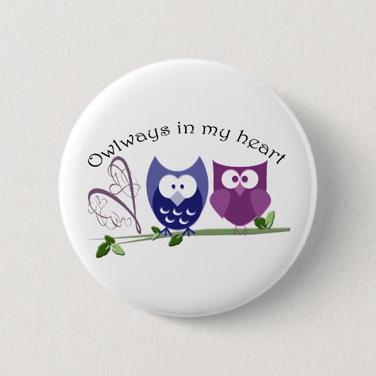 Owlways in meinem Herzen, niedliche Button (Vorderseite)