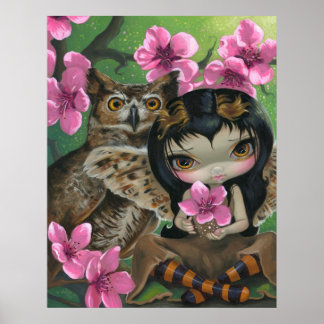 Owlyn im Springtime ART PRINT Owl Fairy Spring Poster