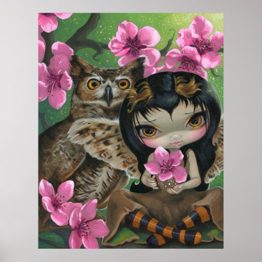 Owlyn im Springtime ART PRINT Owl Fairy Spring Poster (Vorne)
