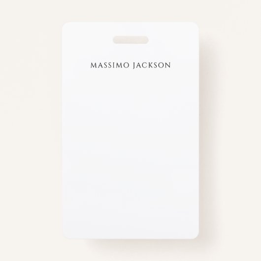 Own Name Calligraphy Chic Plain Simple Black White Ausweis (Vorderseite)