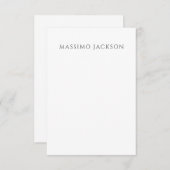 Own Name Calligraphy Chic Plain Simple Black White Begleitkarte (Vorne/Hinten)