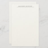 Own Name Calligraphy Chic Plain Simple Black White Briefpapier (Vorne/Hinten)