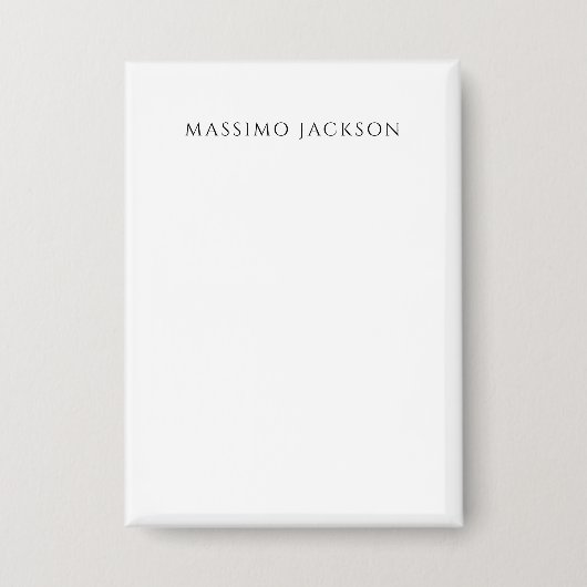 Own Name Calligraphy Chic Plain Simple Black White Button (Vorderseite)