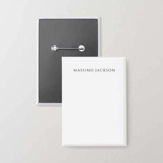 Own Name Calligraphy Chic Plain Simple Black White Button (Vorderseite/Rückseite)