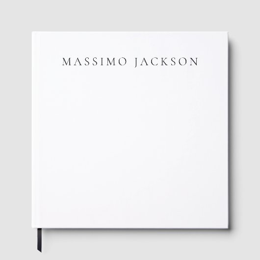 Own Name Calligraphy Chic Plain Simple Black White Gästebuch (Vorderseite)