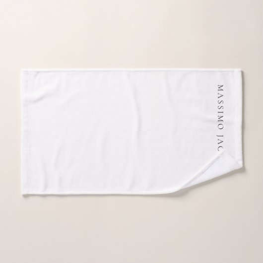 Own Name Calligraphy Chic Plain Simple Black White Handtuch (Handtuch)