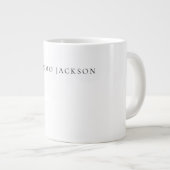 Own Name Calligraphy Chic Plain Simple Black White Jumbo-Tasse (Vorderseite Rechts)