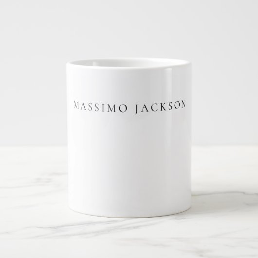 Own Name Calligraphy Chic Plain Simple Black White Jumbo-Tasse (Vorderseite)