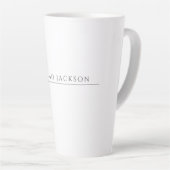 Own Name Calligraphy Chic Plain Simple Black White Milchtasse (Rechte Ecke)