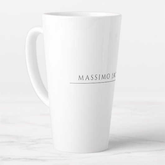 Own Name Calligraphy Chic Plain Simple Black White Milchtasse (Linke Ecke)