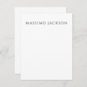 Own Name Calligraphy Chic Plain Simple Black White Mitteilungskarte (Vorne/Hinten)