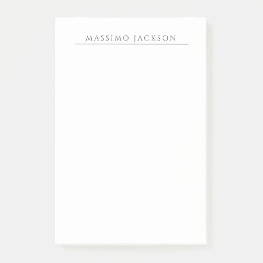 Own Name Calligraphy Chic Plain Simple Black White Post-it Klebezettel (Vorderseite)