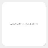 Own Name Calligraphy Chic Plain Simple Black White Quadratischer Aufkleber (Vorderseite)