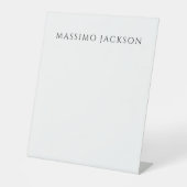 Own Name Calligraphy Chic Plain Simple Black White Sockelschild (Vorderseite)