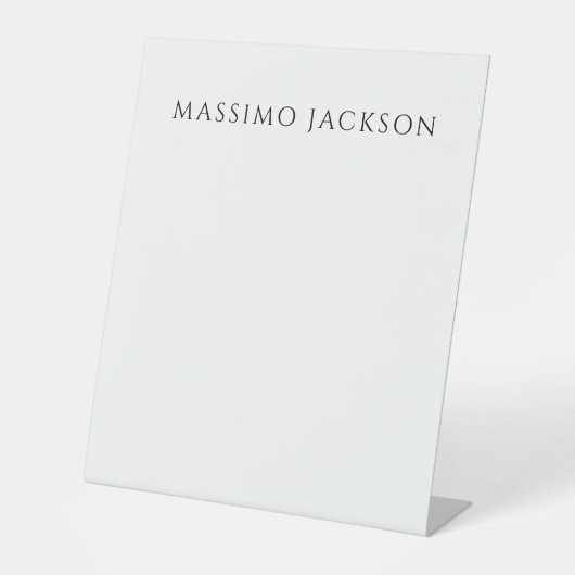 Own Name Calligraphy Chic Plain Simple Black White Sockelschild (Vorderseite)