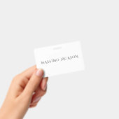 Own Name Decorative Chic Plain Simple Black White Ausweis (Handheld)