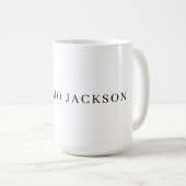 Own Name Decorative Chic Plain Simple Black White Kaffeetasse (VorderseiteRechts)