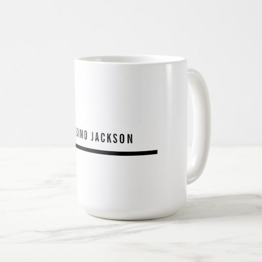 Own Name Decorative Chic Plain Simple Black White Kaffeetasse (VorderseiteRechts)