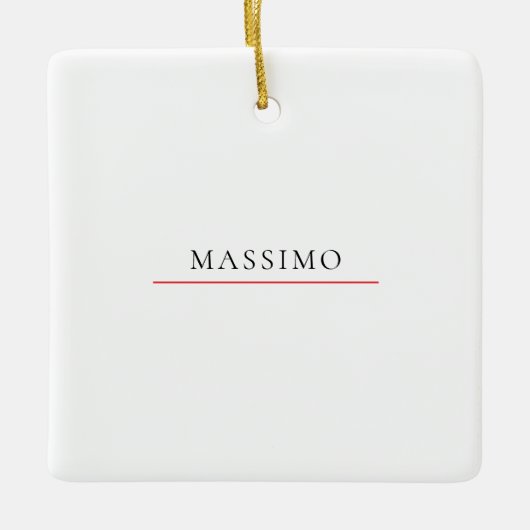 Own Name Decorative Chic Plain Simple Black White Keramikornament (Vorderseite)