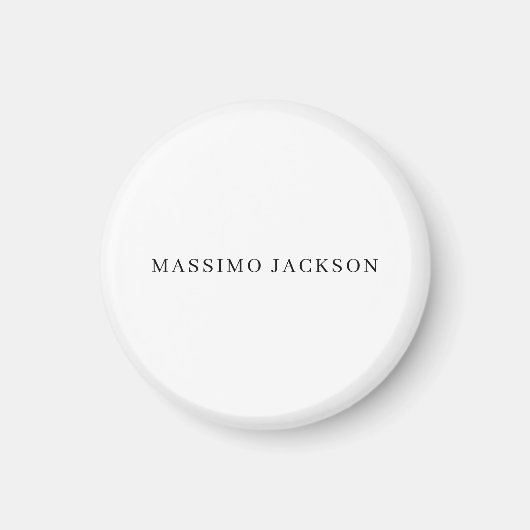 Own Name Decorative Chic Plain Simple Black White Magnet (Vorne)