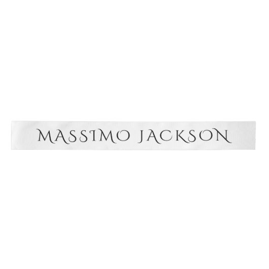 Own Name Decorative Chic Plain Simple Black White Satinband (Vorderseite)