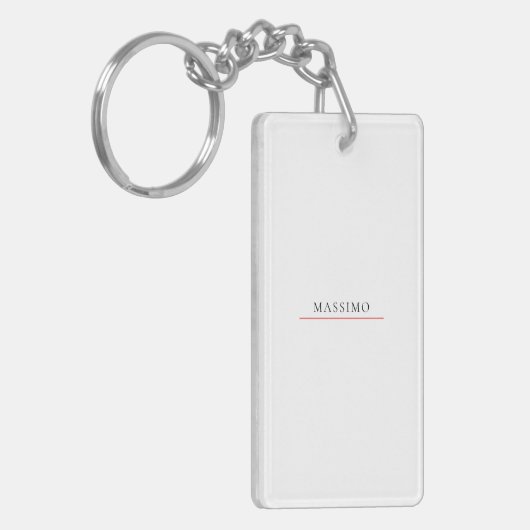 Own Name Decorative Chic Plain Simple Black White Schlüsselanhänger (Vorderseite links)