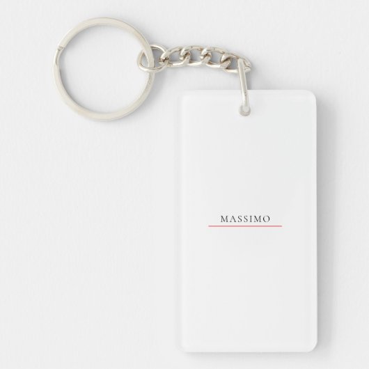 Own Name Decorative Chic Plain Simple Black White Schlüsselanhänger (Vorderseite)