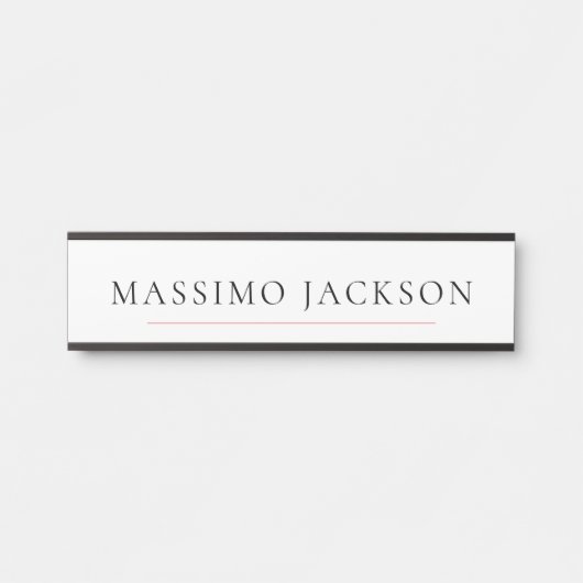 Own Name Decorative Chic Plain Simple Black White Türschild (Vorderseite )