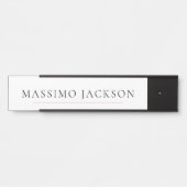 Own Name Decorative Chic Plain Simple Black White Türschild (Vorderseite )
