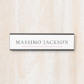 Own Name Decorative Chic Plain Simple Black White Türschild (Vorderseite )