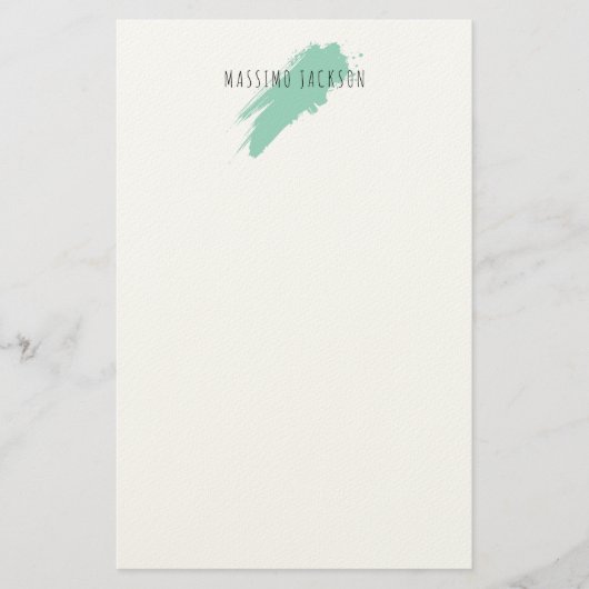 Own Name Decorative Chic Plain Simple Blue White Briefpapier (Vorderseite)