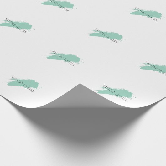 Own Name Decorative Chic Plain Simple Blue White Geschenkpapier (Ecke)