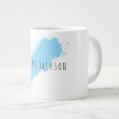 Own Name Decorative Chic Plain Simple Blue White Jumbo-Tasse (Vorderseite Rechts)