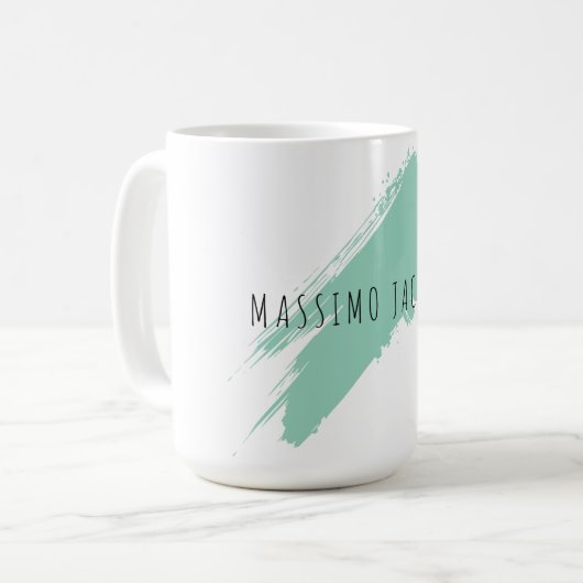 Own Name Decorative Chic Plain Simple Blue White Kaffeetasse (Vorderseite Links)