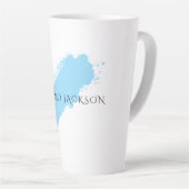 Own Name Decorative Chic Plain Simple Blue White Milchtasse (Rechte Ecke)