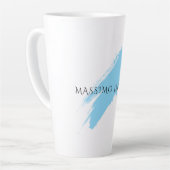 Own Name Decorative Chic Plain Simple Blue White Milchtasse (Linke Ecke)
