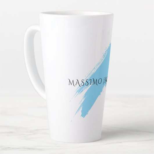 Own Name Decorative Chic Plain Simple Blue White Milchtasse (Linke Ecke)