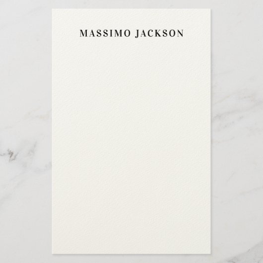 Own Name Decorative Minimalist Plain Black White Briefpapier (Vorderseite)