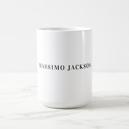 Own Name Decorative Minimalist Plain Black White Kaffeetasse (Mittel)