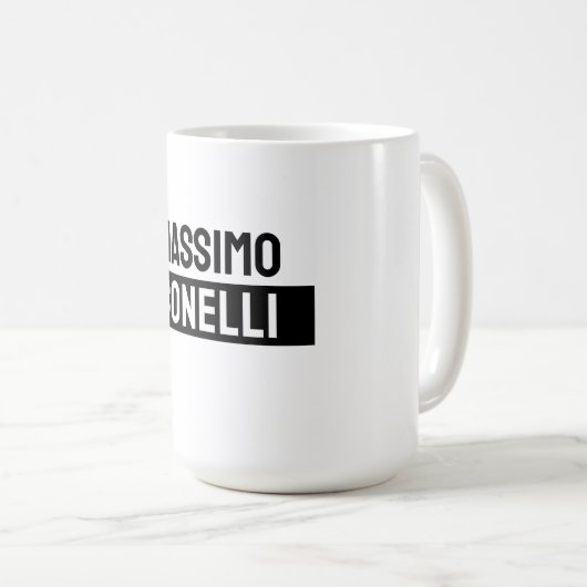 Own Name Minimalist Modern Plain Black White Kaffeetasse (VorderseiteRechts)