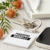 Own Name Minimalist Modern Plain Black White Schlüsselanhänger (Vorderseite rechts)