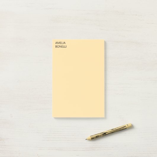 Own Name Modern Minimal Professional Plain Beige Post-it Klebezettel (Auf Schreibtisch)