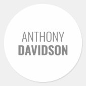 Own Name Modern Minimalist Elegant Professional Runder Aufkleber (Vorderseite)