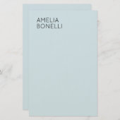 Own Name Modern Minimalist Professional Plain Blue Briefpapier (Vorne/Hinten)