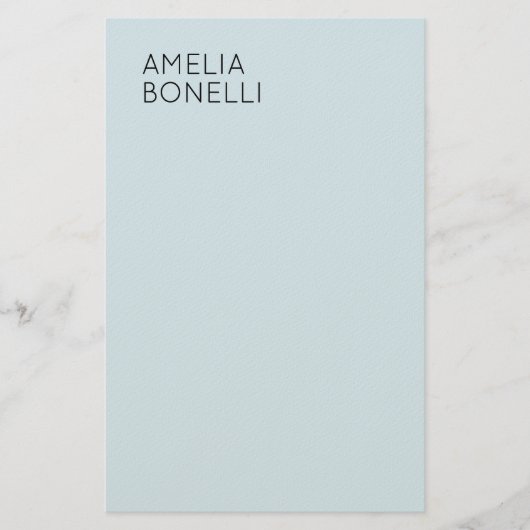 Own Name Modern Minimalist Professional Plain Blue Briefpapier (Vorderseite)