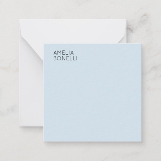 Own Name Modern Minimalist Professional Plain Blue Mitteilungskarte (Vorderseite)