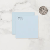 Own Name Modern Minimalist Professional Plain Blue Mitteilungskarte (Vorderseite/Rückseite Beispiel)